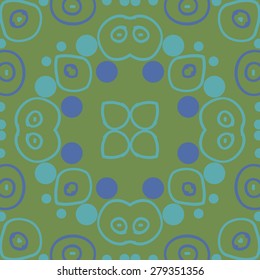 Circular   pattern of  decorative motif, ellipses, doodles, bagels. Hand drawn.