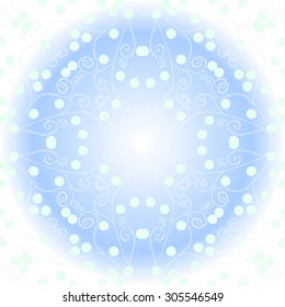 Circular   pattern of delicate floral motif,  spirals, branches, doodles, ellipses. Hand drawn.
