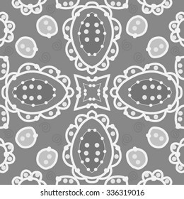 Circular  pattern  of delicate motif,hole,  spots, spirals, stars,  ellipses. Hand drawn.