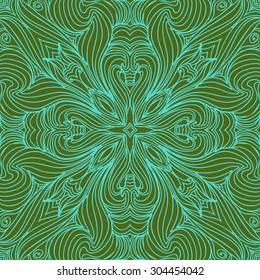Circular   pattern of delicate striped motif, stripes, spirals, stars, waves, hole. Hand drawn.
