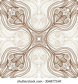 Circular   pattern of delicate striped motif, stripes, spirals, stars, waves, doodle, ellipses. Hand drawn.