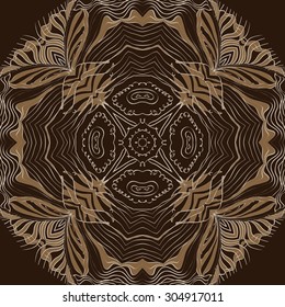 Circular   pattern of delicate striped motif, stripes,  star, waves, doodle, spots. Hand drawn.