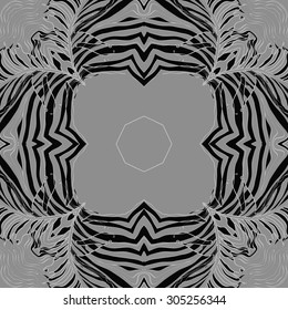 Circular   pattern of delicate striped motif, stripes,  star, waves, doodle, spots. Hand drawn.