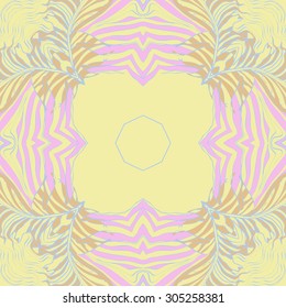 Circular   pattern of delicate striped motif, stripes,  star, waves, doodle, spots. Hand drawn.