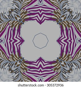 Circular   pattern of delicate striped motif, stripes,  star, waves, doodle, spots. Hand drawn.