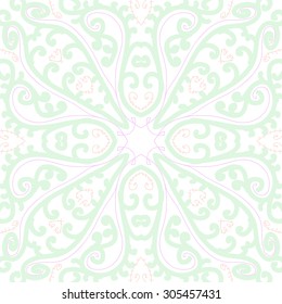 Circular   pattern of delicate striped motif, stripes, spirals, doodle,branches . Hand drawn.