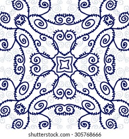 Circular   pattern of delicate striped motif, stripes, spirals, scribble,branches, doodle, stars . Hand drawn.