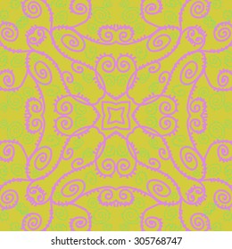 Circular   pattern of delicate striped motif, stripes, spirals, scribble,branches, doodle, stars . Hand drawn.