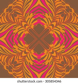 Circular   pattern of delicate striped motif, stripes,  waves, doodle, spots. Hand drawn.