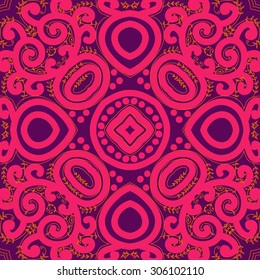 Circular   pattern of delicate striped motif, stripes, spirals, branches, doodle,ellipses, stars . Hand drawn.