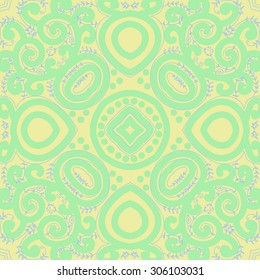 Circular   pattern of delicate striped motif, stripes, spirals, branches, doodle,ellipses, stars . Hand drawn.