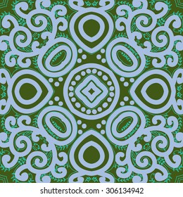 Circular   pattern of delicate striped motif, stripes, spirals, branches, doodle,ellipses, stars . Hand drawn.