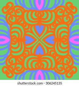 Circular pattern of delicate striped motif, stripes, spirals, doodle. Hand drawn.