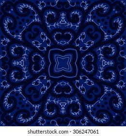 Circular   pattern of delicate striped motif,  spirals, branches, doodle,ellipses, stars, leaves . Hand drawn.