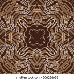 Circular   pattern of delicate striped motif, stripes,  waves, doodle, spots. Hand drawn.