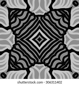 Circular   pattern of delicate striped motif, stripes,stars, doodle. Hand drawn.