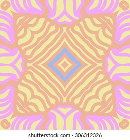 Circular   pattern of delicate striped motif, stripes,stars, doodle. Hand drawn.