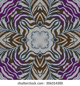 Circular   pattern of delicate striped motif, stripes,  waves, doodle, spots. Hand drawn.
