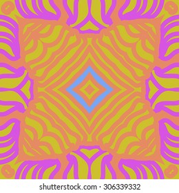 Circular   pattern of delicate striped motif, stripes,stars, doodle. Hand drawn.
