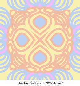 Circular   pattern of delicate striped motif, stripes,star, doodle, spots. Hand drawn.