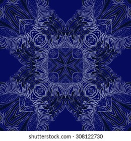 Circular   pattern of delicate striped motif, stripes,  waves, doodles, spots. Hand drawn.