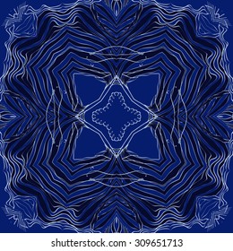 Circular   pattern of delicate striped motif, stripes,  waves, doodles, spots, cross, star. Hand drawn.