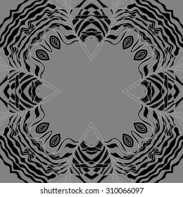 Circular   pattern of delicate striped motif, stripes,  waves, doodles, spots, copy space. Hand drawn.