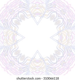 Circular   pattern of delicate striped motif, stripes,  waves, doodles, spots, copy space. Hand drawn.
