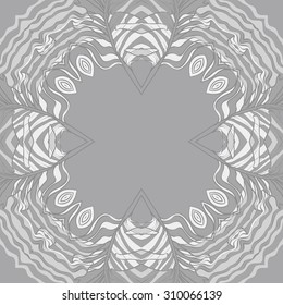 Circular   pattern of delicate striped motif, stripes,  waves, doodles, spots, copy space. Hand drawn.