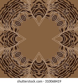 Circular   pattern of delicate striped motif, stripes,  waves, doodles, spots, copy space. Hand drawn.
