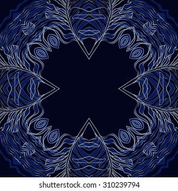 Circular   pattern of delicate striped motif, stripes,  waves, doodles, spots, copy space. Hand drawn.