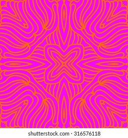 Circular  pattern of  delicate striped motif,   waves,stars, doodles. Hand drawn.