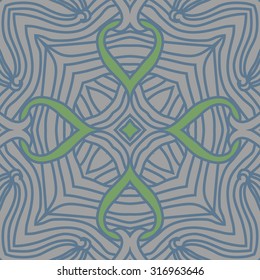 Circular  pattern of  delicate striped motif,   waves,stars, doodles. Hand drawn.
