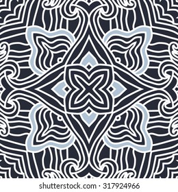 Circular  pattern of  delicate striped motif,   waves,stars, spirals, doodles. Hand drawn.