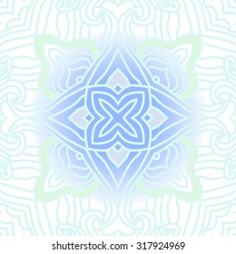Circular  pattern of  delicate striped motif,   waves,stars, spirals, doodles. Hand drawn.