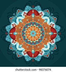 Circular pattern design. blue, yellow and red colors