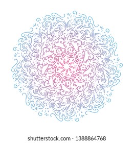 Circular pattern doodle mandala for Henna, Mehndi, tattoo, decoration. decorate dishes, cups, porcelain, ceramics, walls. Decorative ornament in ethnic oriental style. Hand drawn Vector