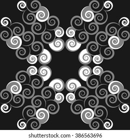 Circular    pattern, doodles, spirals,spots, hole  copy space. Hand drawn.