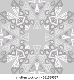 Circular pattern, doodles,ellipses, triangles,ellipses, zigzag, spots, hole . Hand drawn.