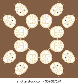 Circular pattern, doodles,ladybugs. Hand drawn.
