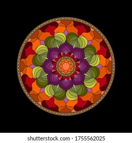 Patrón circular, silueta llena. Ilustración vectorial aislada en fondo blanco, diseño plano.
