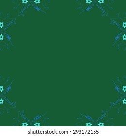 Circular   pattern of  floral motif, bouquet,  spots, branch, copy space. Hand drawn.