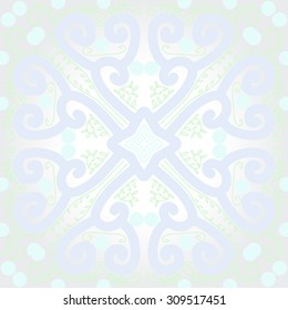Circular   pattern of floral motif, branches, spirals, stars. Hand drawn.