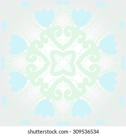 Circular   pattern of floral motif, branches, spirals, stars, tulips. Hand drawn.