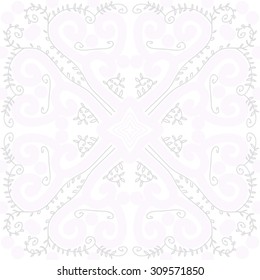Circular   pattern of floral motif, branches, spirals, stars. Hand drawn.