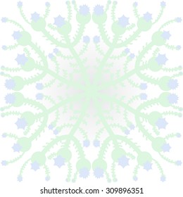 Circular   pattern of floral motif, branches, stars. Hand drawn.