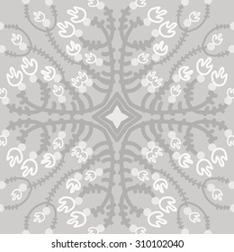 Circular   pattern of floral motif, branches, flowers, tulips, stars. Hand drawn.