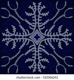 Circular   pattern of floral motif, branches, flowers, tulips, stars. Hand drawn.