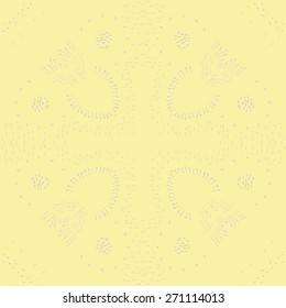Circular pattern of floral motif, doodles, stamens. Hand drawn.