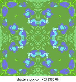 Circular pattern of floral motif, doodles, roses, stripes. Hand drawn.